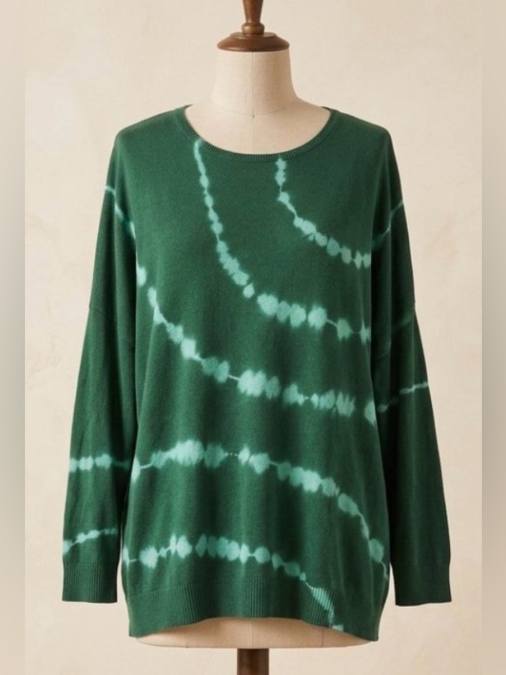 J. Jill Forest Green Tie-Dye Crewneck Pullover
